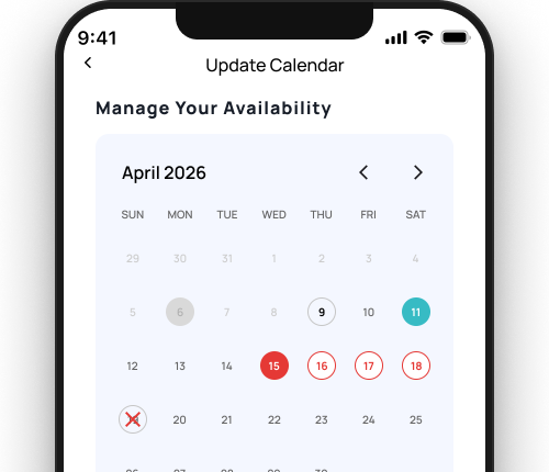 Phone calendar for managing availability